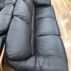 3人掛けソファー 半革 ブラック【トレファク上福岡】