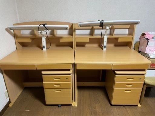 【受付終了】多機能学習机同一品２台セット※バラ売り可