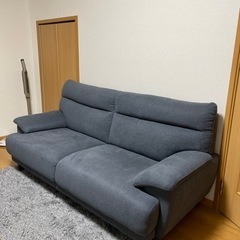 ソファ マナベインテリア グレー ネイビー ブルー 3人掛けソファ 美品