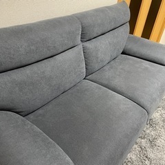 ソファ マナベインテリア グレー ネイビー ブルー 3人掛けソファ 美品