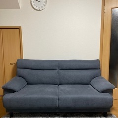 ソファ マナベインテリア グレー ネイビー ブルー 3人掛けソファ 美品