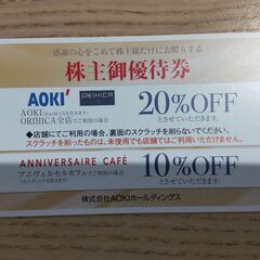 【ネット決済・配送可】AOKI　株主優待券　1枚