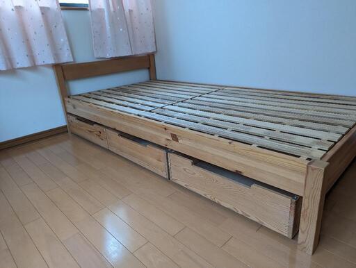 無印シングルベッド　引き出し付き