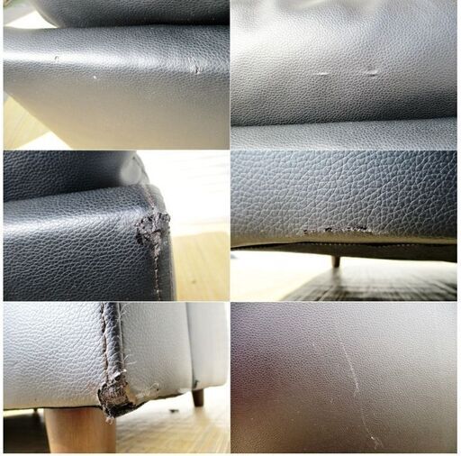 ニトリ 2人掛けソファ 2P N-shield CATS2 ラブソファ 合皮 ブラック