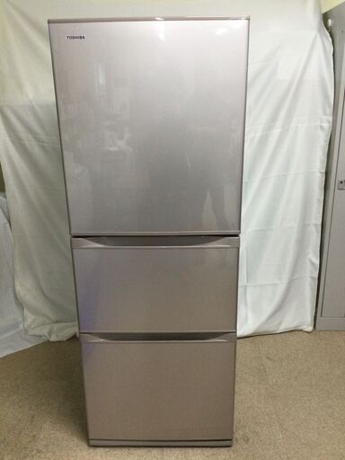 【北見市発】TOSHIBA 東芝 ノンフロン3ドア冷凍冷蔵庫 GR-K33S 2017年製 330L 右開き (E2411kxwY)
