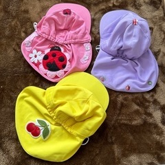 園児　帽子　3つセット　紫　桃　黄色
