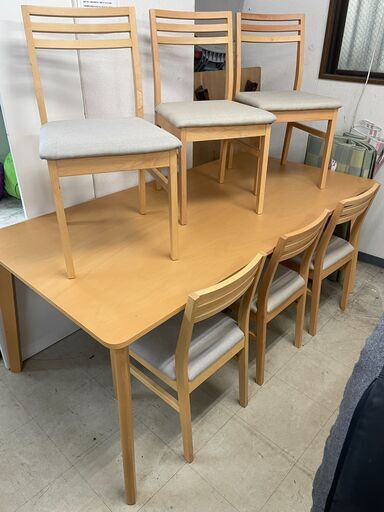 リサイクルショップどりーむ荒田店 No9583 ダイニングテーブルセット　椅子６脚付き♪　計７点セット　６人掛け　ヤマダ