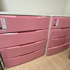【値下げ】アイリスオーヤマのピンク洋服収納2つセット