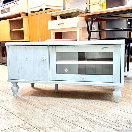 テレビ台 テレビボード フレンチシャビー 水色 テレビボード シャビー