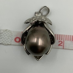 売り切れました。Pt900 プラチナ900 大粒 黒蝶真珠 パールペンダント 