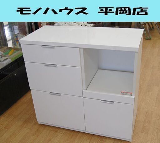 ニトリ ミドルレンジボード 幅88.5×奥42×高85cm 白エナメル 食器棚 NITORI  札幌市 清田区 平岡