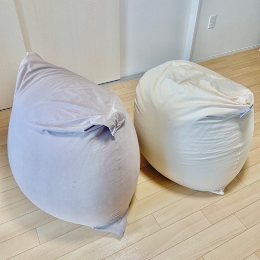 【美品,汚れ傷無し】Yogibo mini ×2 (ライトグレー、クリームホワイト)
