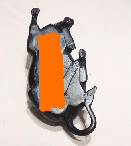 晃一】 牛乗り童子 子供 ブロンズ像 銅像 金属工芸 置物 動物 人