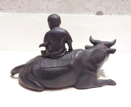【晃一】 牛乗り童子 子供 ブロンズ像 銅像 金属工芸 置物 動物 人 オブジェ 晃一】 牛乗り童子 子供 ブロンズ像 銅像 金属工芸 置物 動物 人 オブジェ