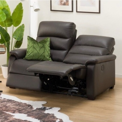 【美品‼️】定価119,000円♪ ニトリ 156cm幅2人掛け電動リクライニングソファ(ビリーバー2) 本革製ダークブラウン♪