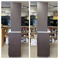 【超美品‼️】定価109,900円♪ ニトリ 100cm幅キッチンボード(ポスティア100KB) 食器棚 収納家具 艶あり木目調ダークブラウン♪