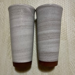 【未使用に近い】陶器 コップ 2個セット(ロングサイズ)