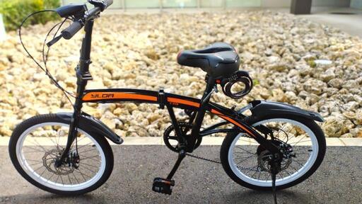 【値下げしました！】折りたたみ自転車　ディスクブレーキ　サドルアップグレード済　ワイヤーロック＋ライト付き