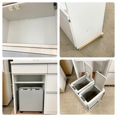 【超美品‼️】定価322,000円♪ 高橋木工所 180cm幅キッチンボード(チェルシー) 食器棚 収納家具 木目調艶ありホワイト♪