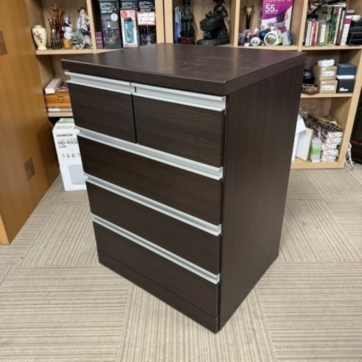 【美品‼️】ニトリ 60cm幅4段チェスト タンス 衣類収納家具 スライドレール 木目調ダークブラウン♪