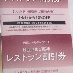 西武ホールディングス　レストラン　割引き券　株主