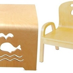 MAMENCHI 子供用木製テーブル＋木製チェア