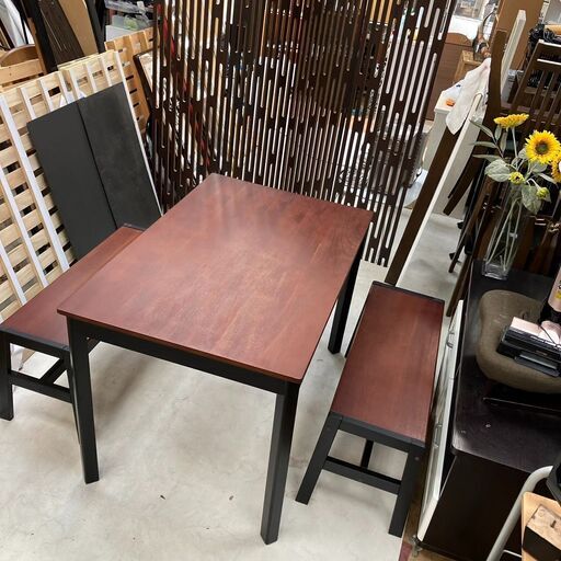 ベンチ式 ダイニングテーブルセット（室内用）配送設置無料