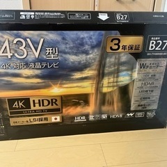 ジャンク品　43v型 4k対応液晶テレビ