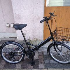 20吋 折り畳み自転車 外装6段/ブラック