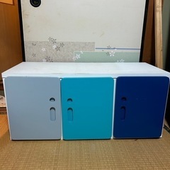 3色カラーボックス 収納 戸棚 青