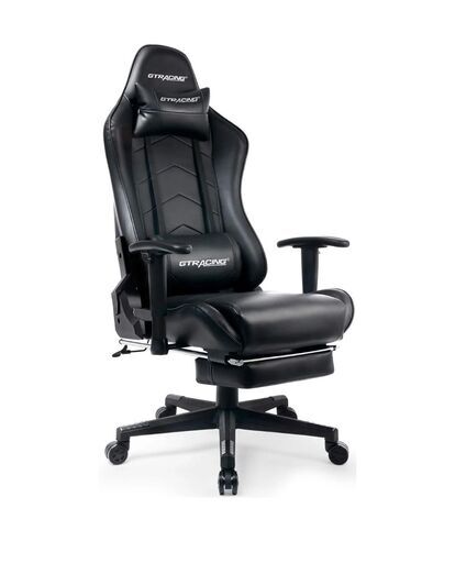 GTRACING/GTレーシング 収納式オットマン付 ゲーミングチェア デスクチェア オフィスチェア ★定価24800円 ブラック 黒 ★買取帝国 志木店