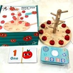 木製パズル りんごの木 知育玩具 モンテッソーリ apple tree