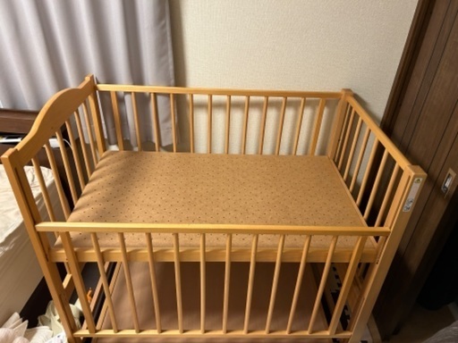 【日本製】キャスター付きベビーベッド【石崎家具】