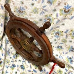 ☆アンティーク!!直径46㎝・船の舵輪・ウッドハンドル・2.1