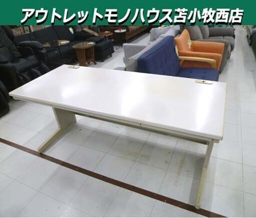 ① 事務デスク 幅約160㎝ 引き出し付き オフィス用品 事務机 会社 塾 学校 オフィスデスク OAデスク 苫小牧西店