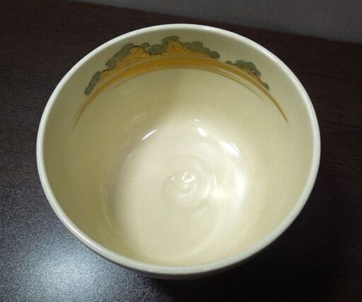 茶道具 清閑寺窯 杉田祥平造 色絵滝の音画 茶碗 共箱あり 京焼 清水焼