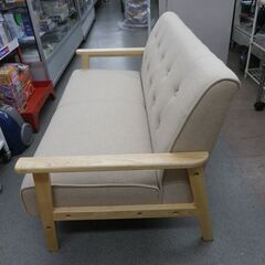 美品☆2人掛けソファ ベージュ 木製フレーム 幅127㎝ コンパクトソファ 2P