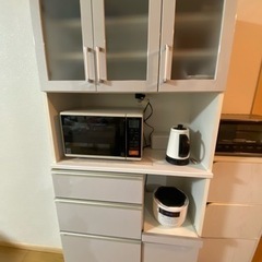 【ネット決済】食器棚  キッチンボード 幅90 スライドレール付き