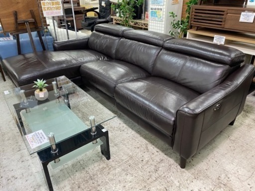 【愛品館 江戸川店 カウチソファ】本革 3P大型カウチソファ ID:156-019542-007