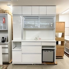 【超美品‼️】定価322,000円♪ 高橋木工所 180cm幅キッチンボード(チェルシー) 食器棚 収納家具 木目調艶ありホワイト♪