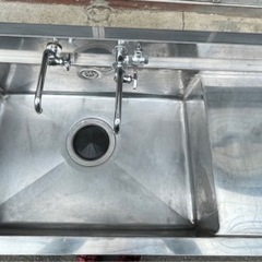 業務用 1槽シンク 二口蛇口付き 幅1200×奥600×高さ800+100(mm) 作業台付きシンク 台付シンク 流し台 一層シンク 一層 1層 厨房 大阪発