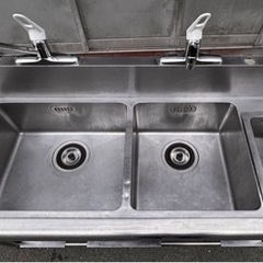 業務用 3槽シンク 3口蛇口付き 混合水栓付き 幅1500×