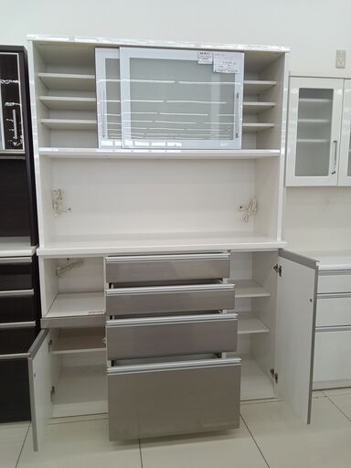 ☆ジモティ割あり☆ 松田家具 レンジボード シルバー H210×D49×W141