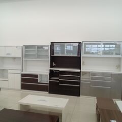 ★ジモティ割あり★ 松田家具 レンジボード シルバー H210×D49×W141 クリーニング済み HJ2159