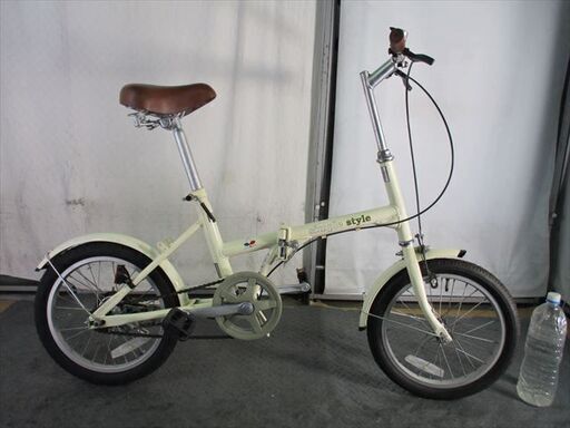 D304　★8000円★　折りたたみ中古自転車【　アイボリー　16インチ 】