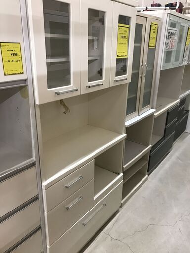 ★ニトリ キッチンボード ホワイト 幅 88.5×奥行42 ×高さ181 cm※中古Bランク品