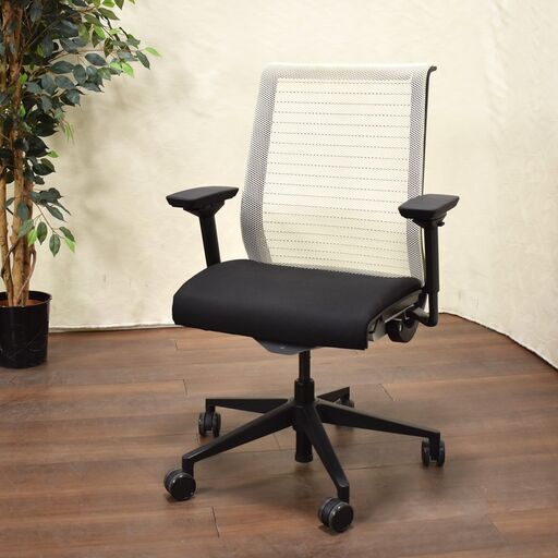 【ヤ取終了6/12】≪zyt1294ジ≫ Steelcase/スチールケース シンクチェア THK-13101(ASK) 白系/黒系 オフィスチェア/メッシュチェア 51213-08