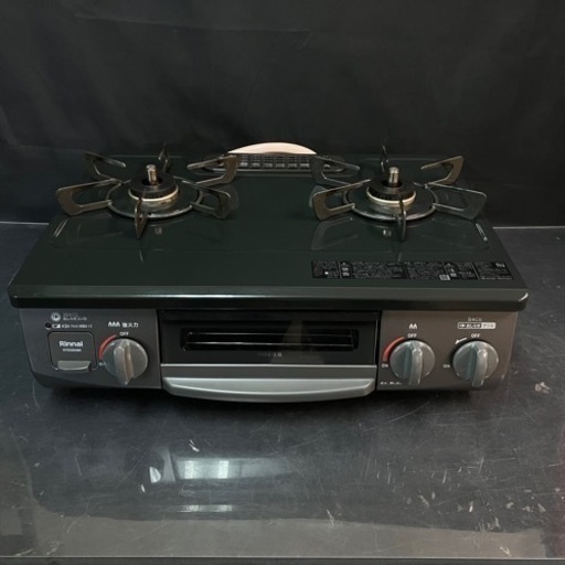 動作品 22年製Rinnai 都市ガス ガステーブル 二口 グリル ガスコンロ RT35NJH