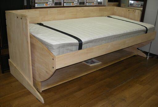 R673 RENO KIDS デスクベッド シングルサイズ、マットレス付、天然木 幅96cm USED