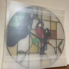 ステンドグラス 色硝子 つがいのオウム 希少 美術品 戦前製造 高品質